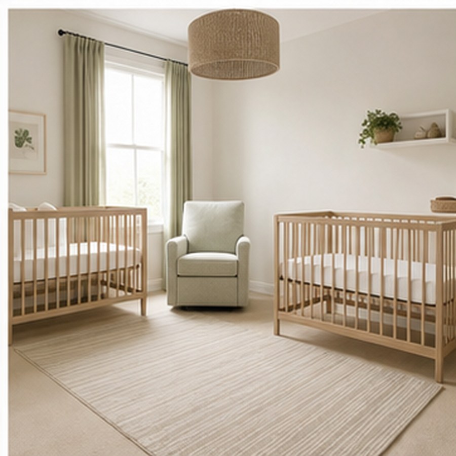 Generated minimalist nursery with cream walls, light crib, and uncluttered layout.